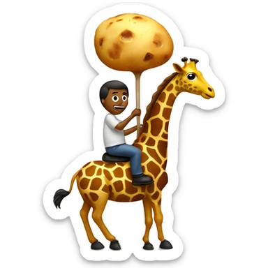 a potato riding a giraffe  sticker