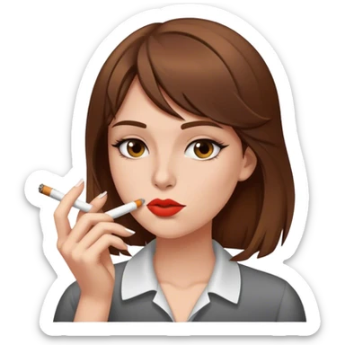 girl with brown hair smoking a ciagarette  sticker
