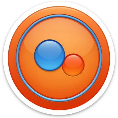 Reminder app logo, red circle with a blue circle and orange circle sticker
