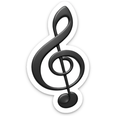 Puffy style black color music note, 3d rendering, isolated  sticker