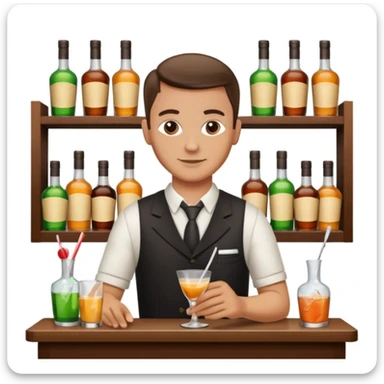 bartender mixing drinks, club backgroudn with bottles sticker