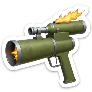 olive colored two-handled bazooka firing sticker
