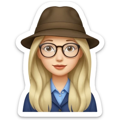 hatted womanwith glasses and long hair sticker