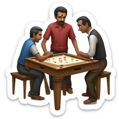 two man playing carrom sticker