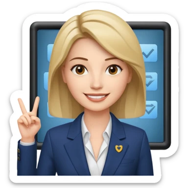 news anchor woman, with a screen with a prompter in front of her sticker