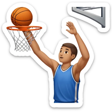 an arm dunking a basketball into a hoop sticker