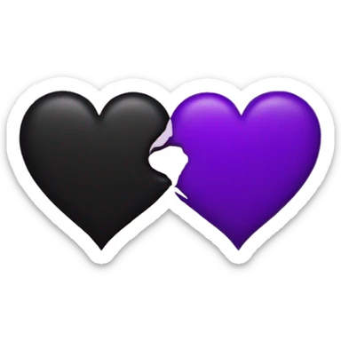 Half black and half purple split heart sticker