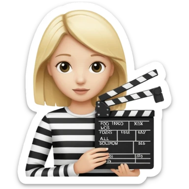 Blonde girl with film clapboard sticker