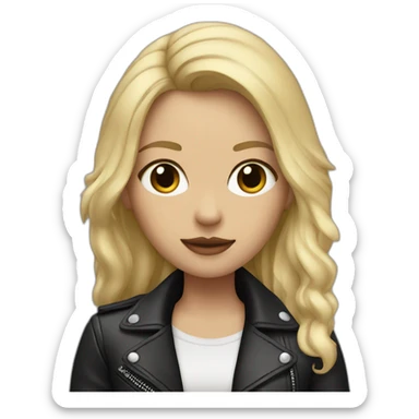 half blonde girl with black eyes and black leather jacket  sticker