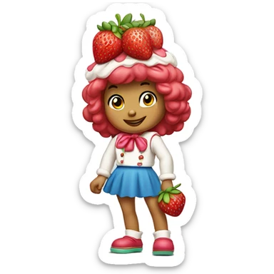 Strawberry shortcake cartoon character from the 80s original design sticker