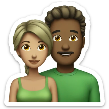 A couple in love in green clothes sticker