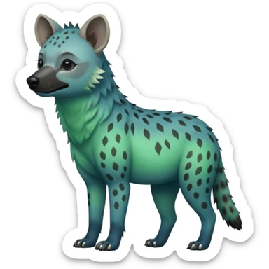 blue and green ombre hyena sticker