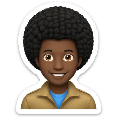 man with black afro hair and black skin sticker