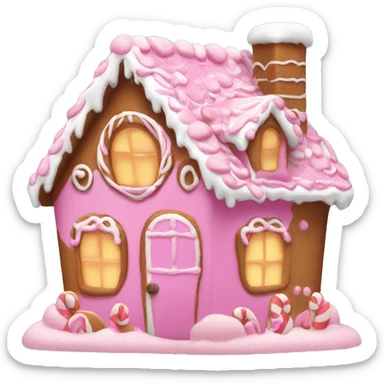 A pink gingerbread house sticker