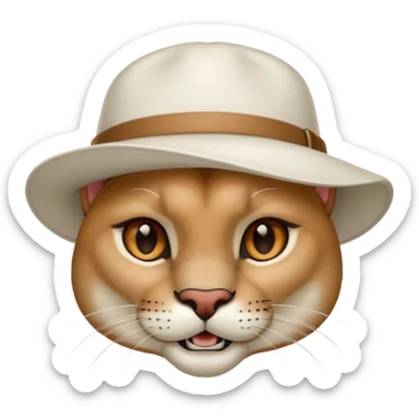 Cougar in white hat sticker