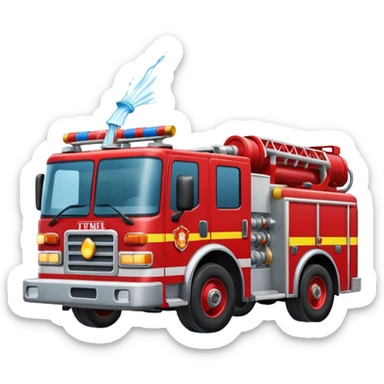 Fire truck throwing water forward  sticker