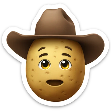 Potato wearing a cowboy hat sticker