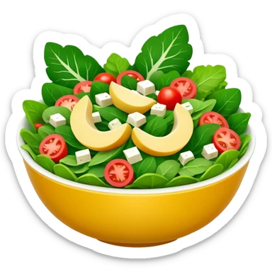 Salad community avatar in clean style illustration. Classic salads like Olivier, Greek or Tashkent, vibrant greens and colorful ingredients, simple shapes, flat design, high contrast, fresh and inviting. sticker