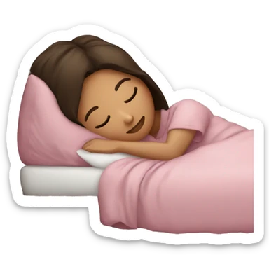 Brunette girl sleeping in the bed sticker