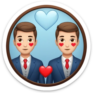 Narcissist fully dressed man with hearts instead of eyes looking in a mirror and admiring his reflection  sticker