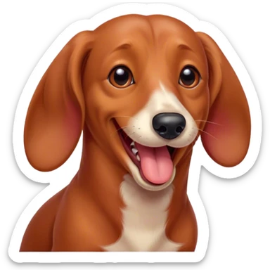 Cinematic Cute Yawning Red Dachshund Portrait Emoji, Head tilted slightly with a dramatic, wide-open yawn, showcasing a smooth red coat with a subtle luster, floppy ears slightly drooping, round brown eyes barely open in drowsy contentment, Simplified yet irresistibly adorable features, highly detailed, glowing with a soft, cozy glow, high shine, relaxed yet expressive, stylized with a touch of whimsy, bright and endearing, soft glowing outline, capturing the essence of a sleepy yet affectionate companion, so drowsy it feels like it could stretch right out of the screen and curl up for a nap! sticker