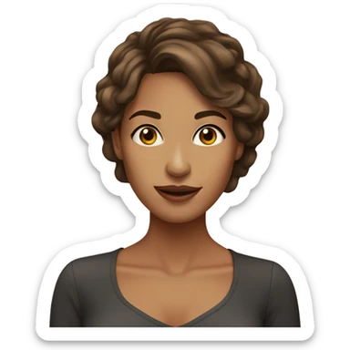 Beautiful woman with tan skin brown hair, brown eyes sticking her tongue out sticker