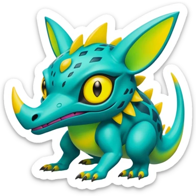 Dark vibrant pastel bright neon colorful edgy exotic painted Fakémon-Pokémon-Vernid-creature sticker