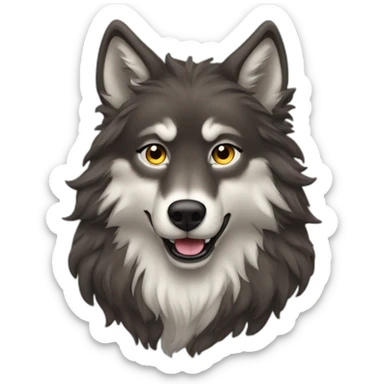 Curly long haired brune wolf sticker