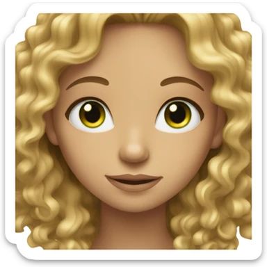 girl with long blond and brown curly hair with green eyes sticker