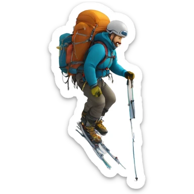 Hombre alpinismo subiendo montaña sticker
