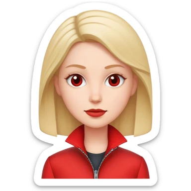 white conservative woman in jacket with red sticker