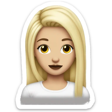 blonde girl with heart earrings add emo make up sticker