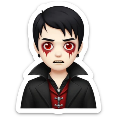 Boy vampire zombie with black hair emo emoji sticker