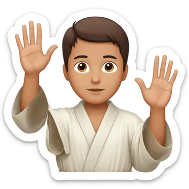 A man indicating God with his hands upward sticker