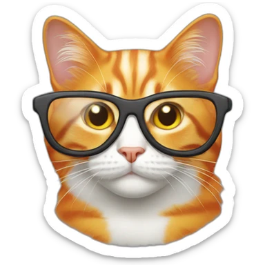 orange cat with bionic glasses sticker