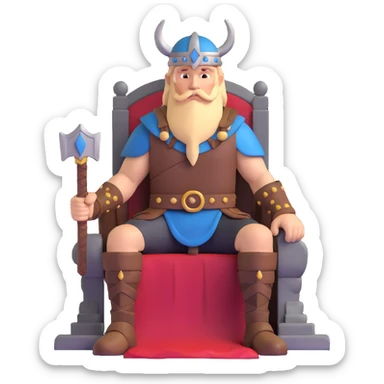 Viking warrior sitting on a throne sticker
