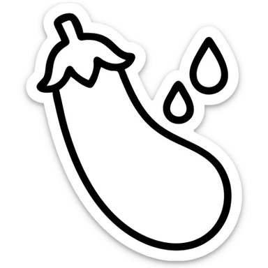 outlined eggplant with water droplets icon sticker