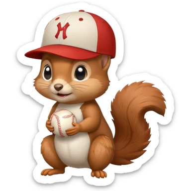 cute squirrel with a baseball cap sticker
