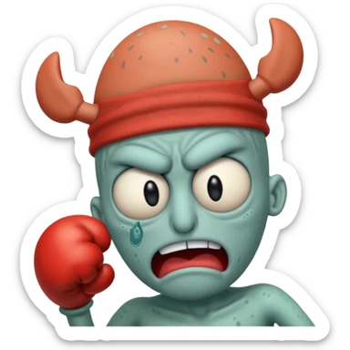 Squidward getting beat up by me Krabs  sticker