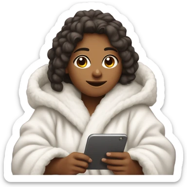 silly girl in a bathrobe texting sticker