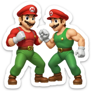 Mario and Luigi fitting bowser sticker