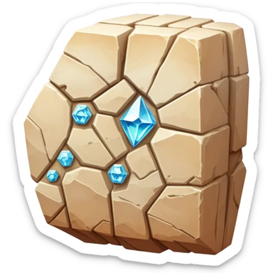 A sentient sandstone colossus with hollow chambers inside its body where rare geometric crystals grow, able to reshape its limbs and filter the desert winds through its porous form to extract moisture. body only, without background. sticker