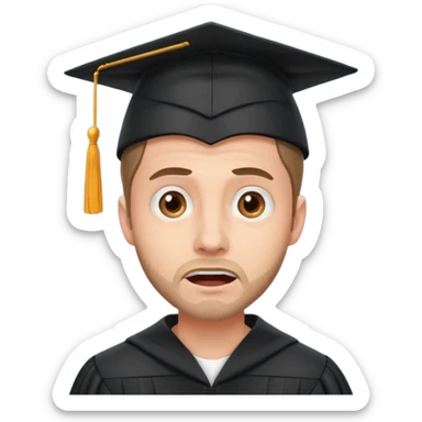 man terrifying graduation sticker