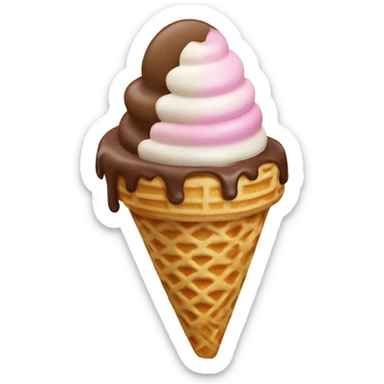 Neapolitan ice cream in waffle cone sticker