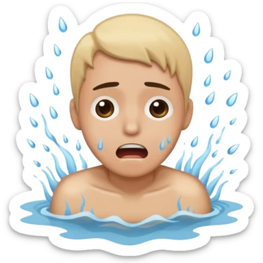 Tête qui se noit dans l’eau avec l’eau qui monte jusqu’à la bouche sticker