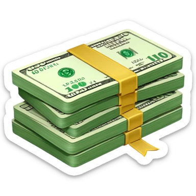 cash pile, make bills rectangular, next to a 10x sticker