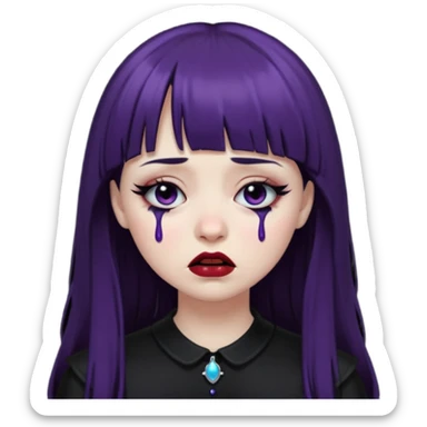Gótica sem maquiagem de franjinha chorando noite sticker