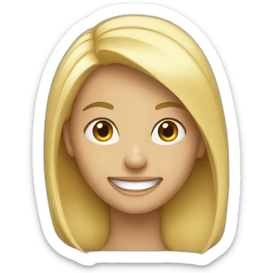 blonde girl with large grin sticker