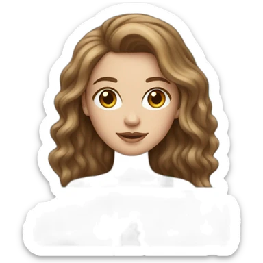 wavy brown-hair white girl with macbook sticker