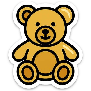 gold teddy bear, metallic, shiny icon sticker